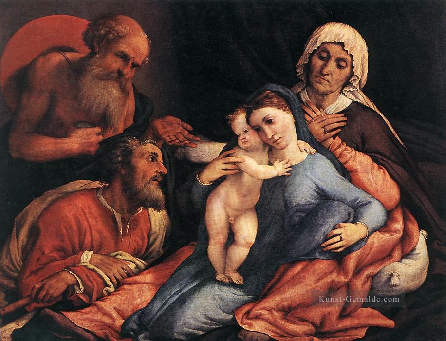 Madonna mit Kind und Heiligen 1534 Renaissance Lorenzo Lotto Ölgemälde